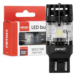 Amio – LED CSP T20D W21/5W 7443 Καρφωτό 12V 66W 4800lm 6500K Full CANBUS για Στοπ & Θέσης Ισχυρό Φως – 1 Τεμ. (04687/AM)