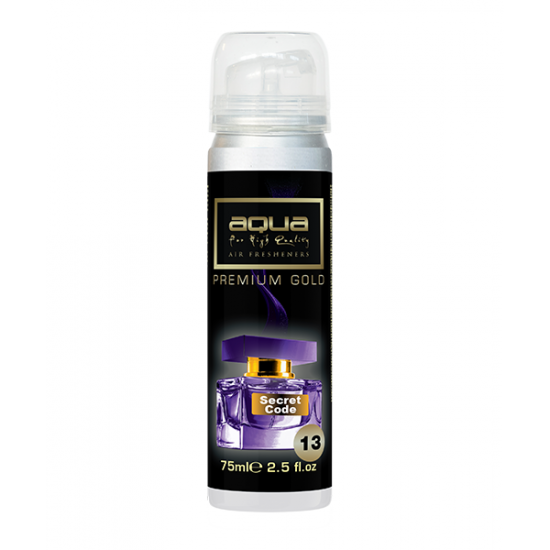 Aqua - ΑΡΩΜΑΤΙΚΟ ΑΥΤΟΚΙΝΗΤΟΥ ΣΕ ΣΠΡΕΙ (SPRAY) ΜΕ ΑΡΩΜΑ SECRET CODE PREMIUM GOLD SERIES 75ml AQUA - 1 TEM. (10-807/AQ)