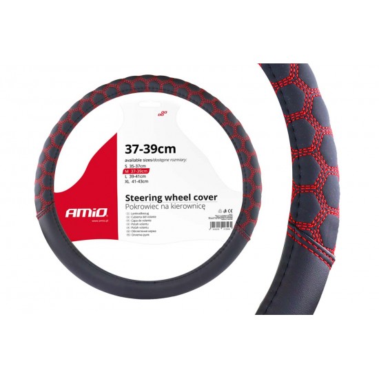 Amio - ΚΑΛΥΜΜΑ ΤΙΜΟΝΙΟΥ 37/39CM SWC-23 ΜΑΥΡΟ/ΚΟΚΚΙΝΟ - 1 τεμ. (02560/AM)