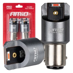 Amio - ΛΑΜΠΑΚΙΑ P21/5W BAY15d 12/24V 6.000K 2xSMD LED FULL CAN-BUS ΚΟΚΚΙΝΟ PRO SERIES - 2 Τεμ. (03596/AM)