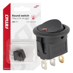 Amio - ΔΙΑΚΟΠΤΗΣ 12V ON/OFF ΣΤΡΟΓΓΥΛΟΣ ΜΕ 3 ΕΠΑΦΕΣ ΚΟΚΚΙΝΟ LED - 1 τεμ. (03961/AM)