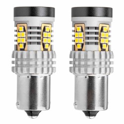 Amio - ΛΑΜΠΑΚΙΑ ΜΟΝΟΠΟΛΙΚΑ LED ΛΕΥΚΑ CAN-BUS P21W BA15S 12/24V 24xSMD 3020 - 2 TEM. (02797/AM)