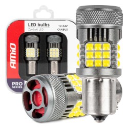 Amio - P21W BA15S 12/24V 6.000K 36x3030 SMD LED CAN-BUS ΛΕΥΚΟ PRO SERIES 2ΤΕΜ. (03722/AM)