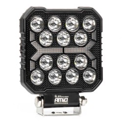 Amio - LED Λάμπα Εργασίας 42W 4200lm 6500K με Προειδοποιητικό Φως (Λευκό + Κίτρινο) – 9–36V Spot Αλουμινένια - 1 τεμ. - (04418/AM)