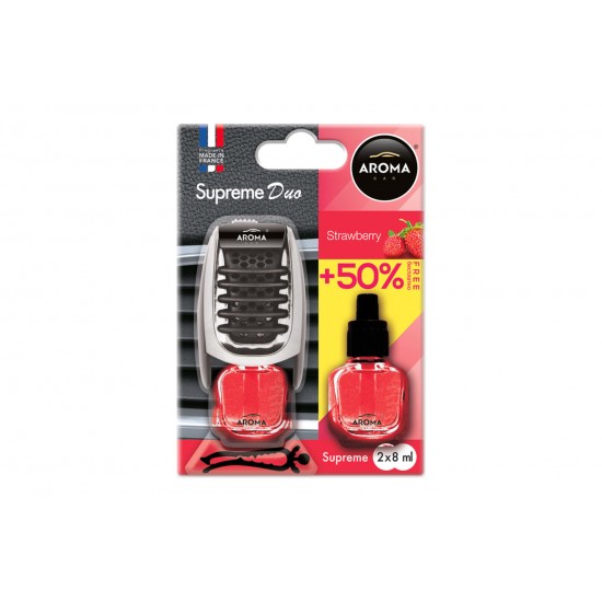 AMiO - Αρωματικό Αεραγωγού Αυτοκινήτου Aroma Supreme Duo Strawberry Αεραγωγού με Ρύθμιση Έντασης (+50% Περιεχόμενο) - 1 Τεμ. (A92254/AM)