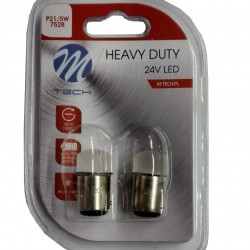 P21/5W 24V BAY15d 9xSMD3014 LED ΚΟΚΚΙΝΟ HEAVY-DUTY BLISTER M-TECH - 2 ΤΕΜ.