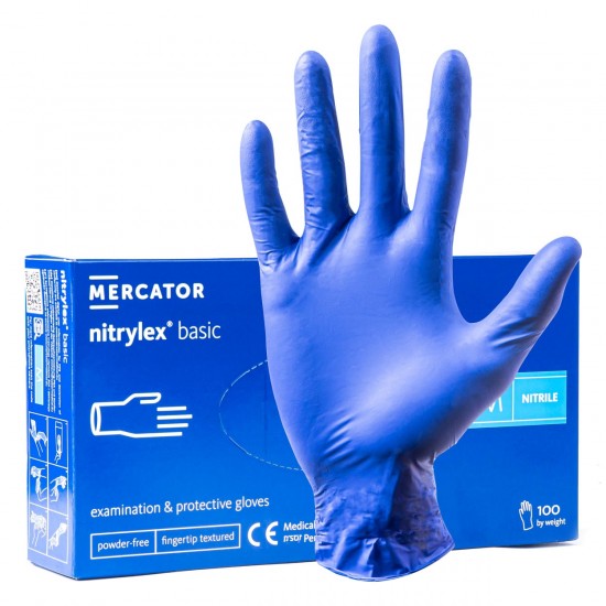 Amio - ΓΑΝΤΙΑ ΝΙΤΡΙΛΙΟΥ MERCATOR NITRYLEX BASIC ΣΕ ΜΠΛΕ ΧΡΩΜΑ MEDIUM (M) - 100 ΤΕΜ. (MER02957/AM)