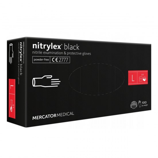 Amio - ΓΑΝΤΙΑ ΝΙΤΡΙΛΙΟΥ MERCATOR NITRYLEX BASIC ΣΕ ΜΑΥΡΟ ΧΡΩΜΑ LARGE (L) - 100 Τεμ. (MER13429/AM)