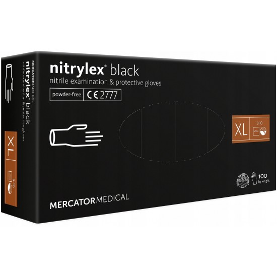 Amio - ΓΑΝΤΙΑ ΝΙΤΡΙΛΙΟΥ MERCATOR NITRYLEX BASIC ΣΕ ΜΑΥΡΟ ΧΡΩΜΑ ΧLARGE (ΧL) - 100 Τεμ. (MER13529/AM)
