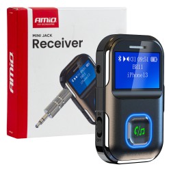 Amio - Bluetooth Δέκτης (Receiver) BTR-03 για Ασύρματη Μετάδοση Ήχου με υποδοχή Mini Jack 3.5mm και Οθόνη LCD - 1 τεμ. (04659/AM)