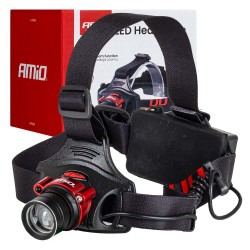 Amio - Φακός Κεφαλής Εργασίας τύπου T6 LED χωρητικότητα μπαταρίας 3600mAh - 1 τεμ. (04665/AM)