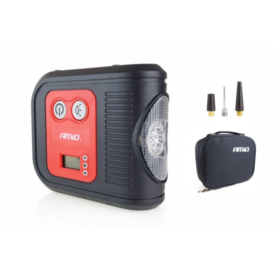 Amio - ΚΟΜΠΡΕΣΕΡ ΑΕΡΑ ΕΛΑΣΤΙΚΩΝ ΨΗΦΙΑΚΟ 12V 150psi 10bar ΜΕ LED ΦΑΚΟ & ΚΑΛΩΔΙΟ 300cm - 1 τεμ. (02380/AM)