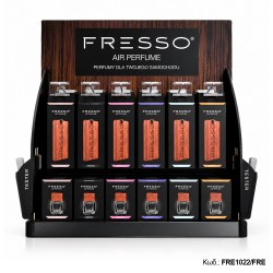 Fresso - Μικρό Επιτραπέζιο Ξύλινο Σταντ Προβολής Αρωματικών Αυτοκινήτου για 63 Κρεμαστά και 27 Αρώματα Air Perfume 50ml με Θέσεις Testers - 1 Τεμ. (FRE1022/FRE)